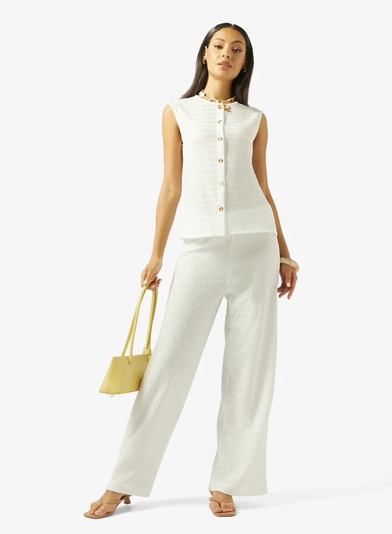 Ginger  Button Up Longline Vest & Straight Fit Pant Coord Set for Women | Best Price UAE